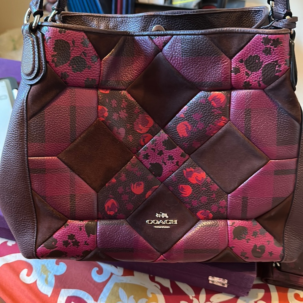 Coach Patchwork Maroon and Purple Purse